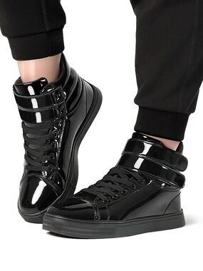 Alexandra Collection Black Glossy High Top Dance Sneakers